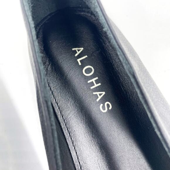 Alohas Bella Crystal Ballet Flats Black Pearl Leather Square Toe Sz 37 / 6.5 - Picture 5 of 10